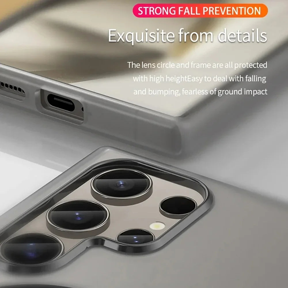 For Magsafe Matte Candy Translucent Phone Case For Galaxy S25 S24 Ultra S23 Plus FE Shockproof Wireless Charging Cover