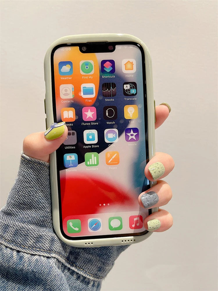حافظات هواتف لطيفة لهواتف iPhone 15 و14 Pro Max و13 و12 و11 وطرازات Mini - إطار متموج، عدسة نافذة دفع كرتونية واقية - TSP374
