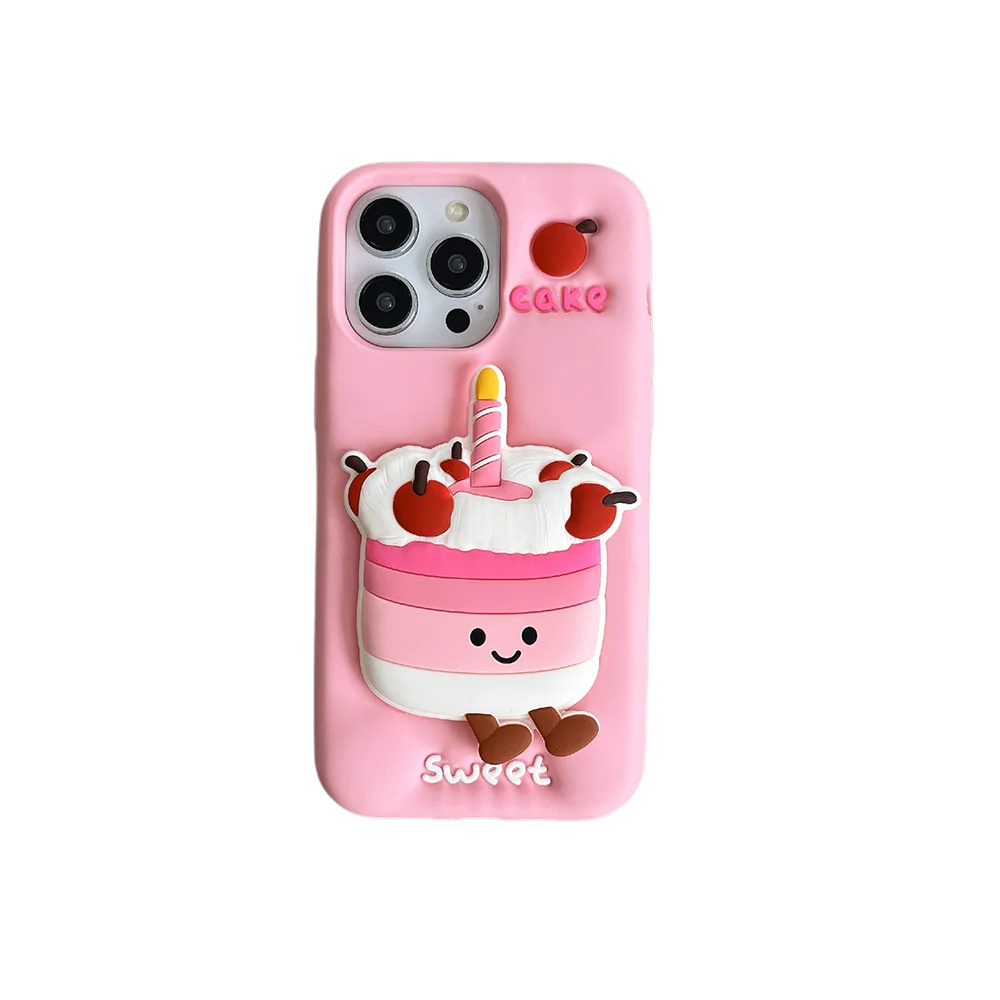 Cute Sweet Fabulous Donut Cookies Bread Cake Case For iPhone 16 15 14 Plus 13 12 Pro Max Soft Silicone Cover With Stand Holder
