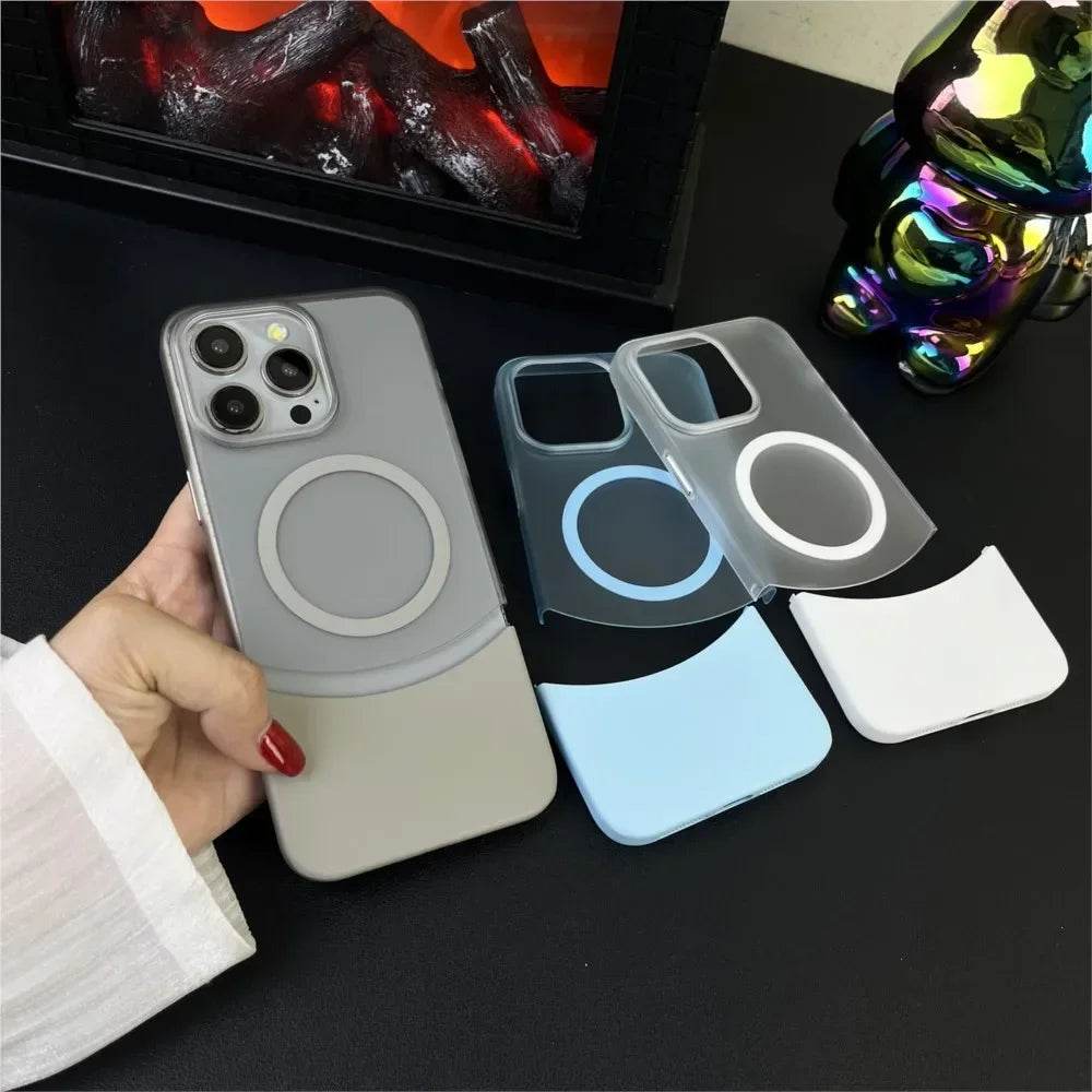 PC Candy Color Clash For Magsafe Phone Case For iPhone 15 14 13 12 11 16 Pro Max Wireless Charging Matte Removable Phone Cover - Touchy Style