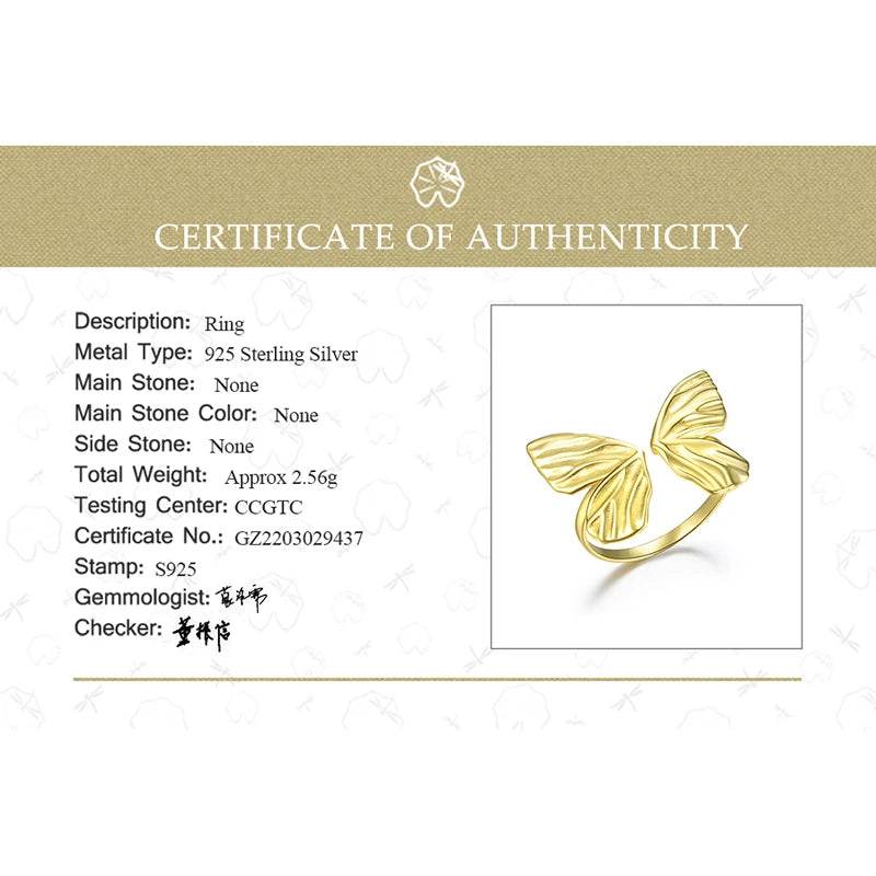 Lotus Fun 18K Gold Adjustable Vintage Butterfly Dating Rings for Women Gift Real 925 Sterling Silver Luxury Quality Fine Jewelry - Touchy Style