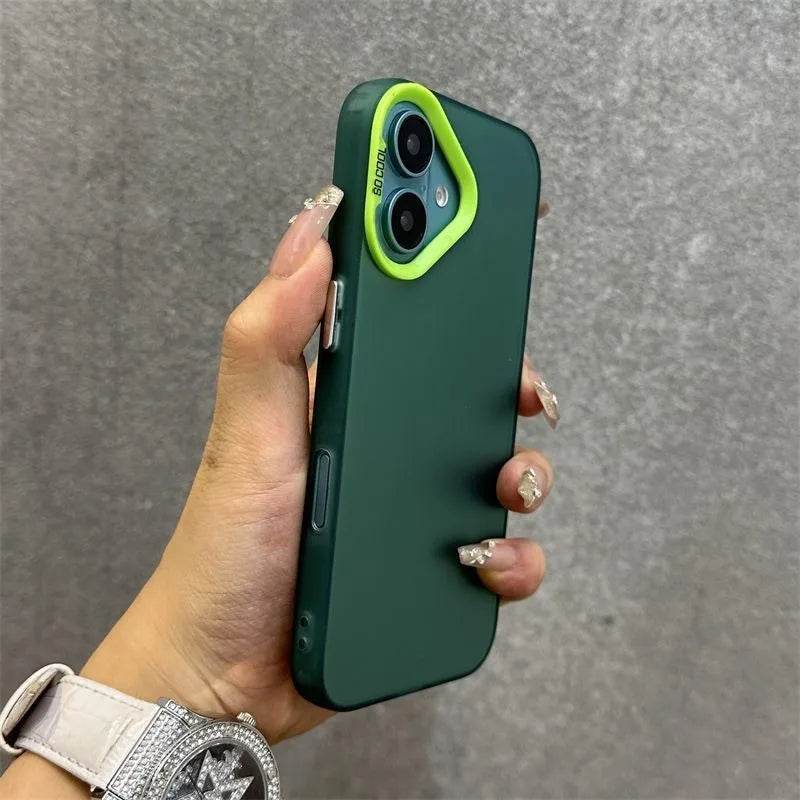 16e Silver IMD Metallic Aurora Matte Case For Phone 16 15 14 Pro Max 13 12 mini 11 16E Wristband Lanyard Slim Shockproof Cover - Touchy Style