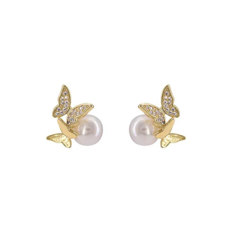 PANJBJ 925 Sterling Silver Butterfly Studs Earrings For Women Engaged Banquet Design Versatile Grace Jewelry Gift Dropshipping - Touchy Style