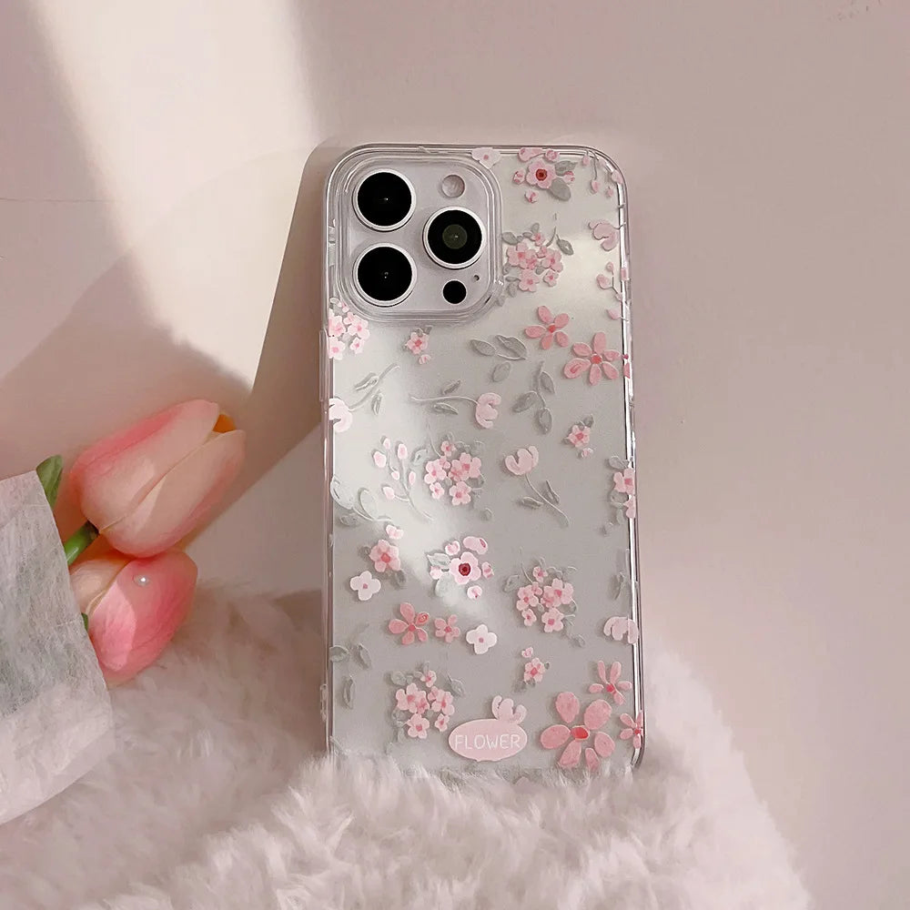 Cute Phone Cases - Flower Branch Pattern For iPhone 16, 15, 14, 13, 12, 11 Pro Max, XS, XR, 7 8 Plus - Matte Soft Silicone Bumper Cover