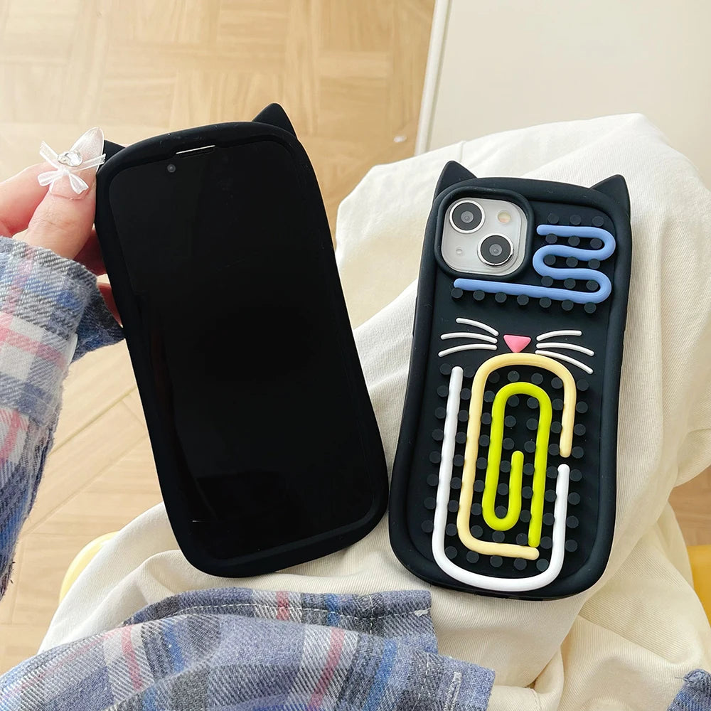 Funny Meow Meow Cat Relieve Stress Case Soft Silicone Cover For iPhone 15 14 13 Pro Max