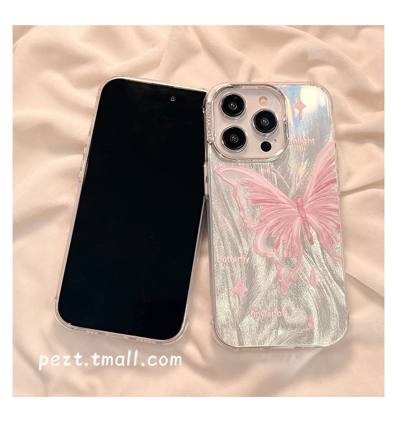 حافظات هواتف لطيفة لهاتف iPhone 15 و14 و13 و12 و11 - قلادة على شكل قلب منقطة متدرجة اللون - TSP431