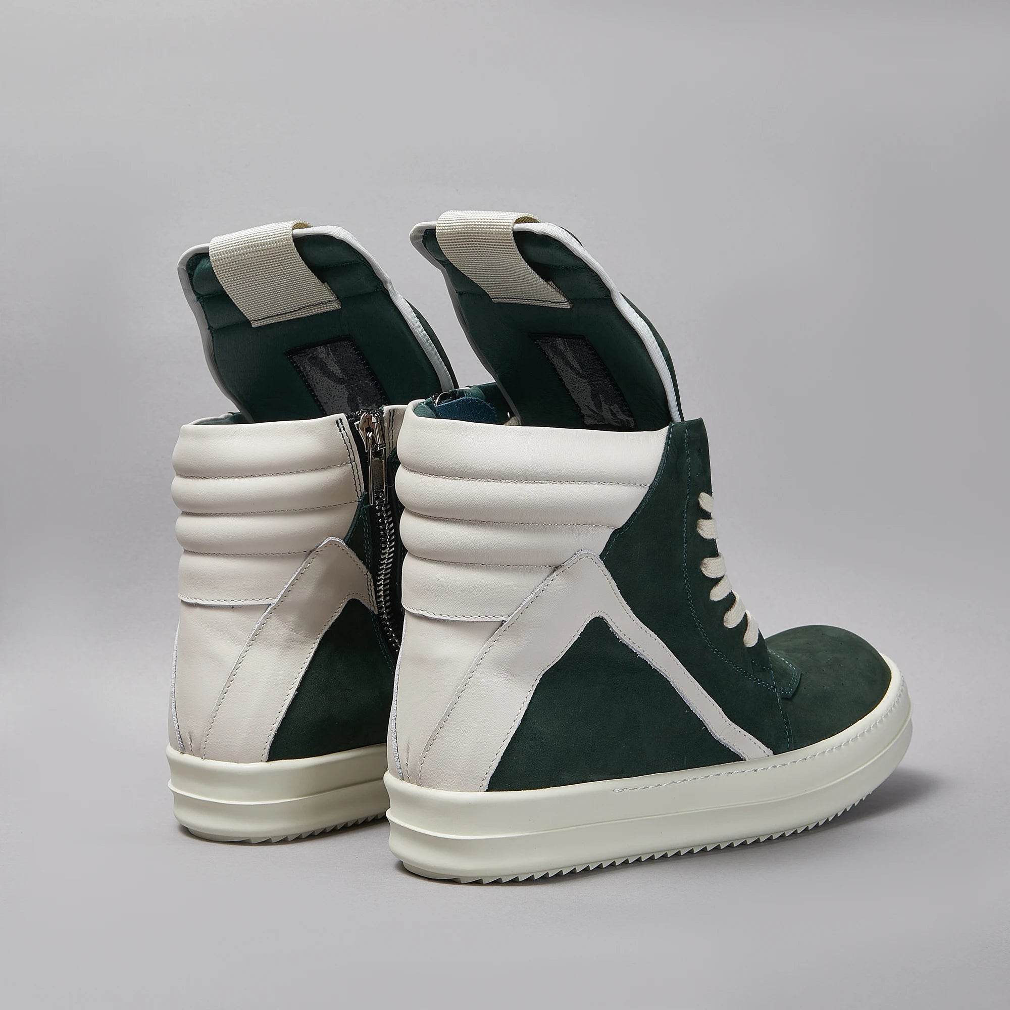 Brand Men Shoe Casual High Top Women Sneaker Leather Ricks Laces Green Geobasket Owens Zip Ankle Boot Designer Quality Flat Shoe - Touchy Style