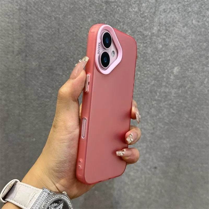 16e Silver IMD Metallic Aurora Matte Case For Phone 16 15 14 Pro Max 13 12 mini 11 16E Wristband Lanyard Slim Shockproof Cover - Touchy Style