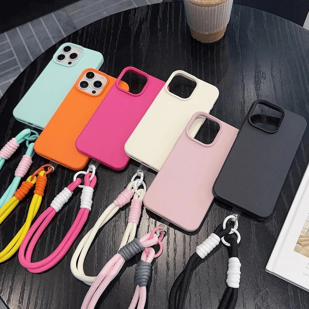 حافظات هواتف لطيفة لهاتف iPhone 16 Pro Max و7 و8 Plus وSE - Lazy Dog، غطاء جلدي حلوى مع سلسلة معصم - TSP478