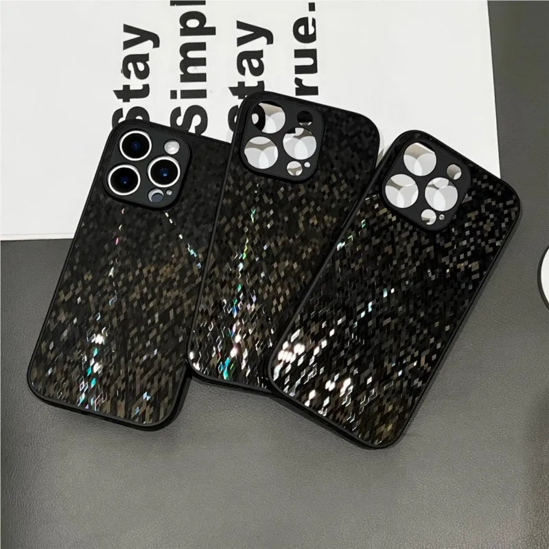 Glitter Bling Diamond Lattice Case For iPhone 11 12 13 14 15 16 Pro Max Camera Protection Shockproof Silicone Cover