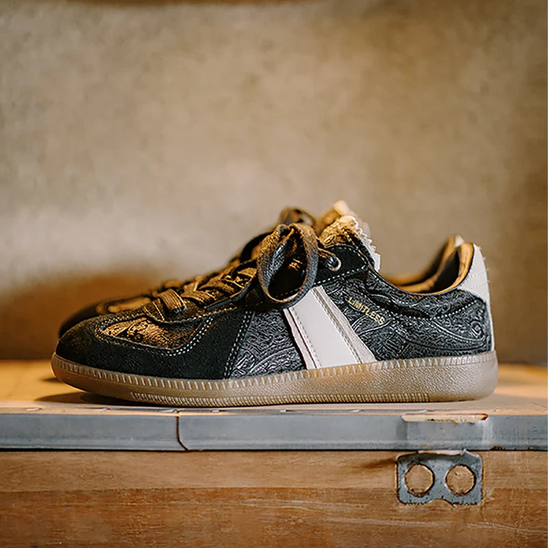Maden New Vintage Black Silk Casual Sneakers Versatile Flat Shoes German Training Classic Shoes for Men&