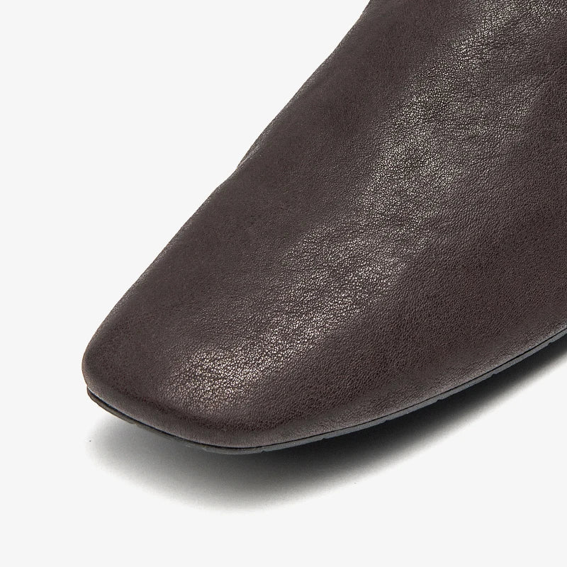 BEAUTODAY Casual Loafers Women Horse Leather Solid Slip-On Square Toe Flats Summer Shallow Boat Ladies Shoes Handmade 26259