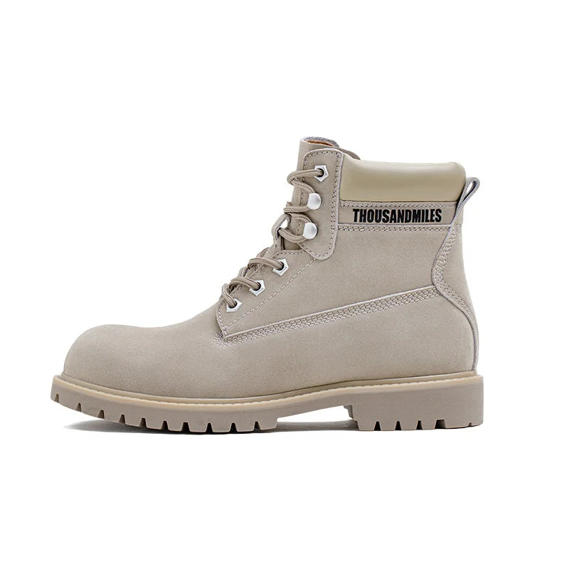 Maden Casual Desert Grey Boots Thick-soled Mid-cut Work Boots for Men Versatile Warm Leather Boots for Autumn and Winter Shoes