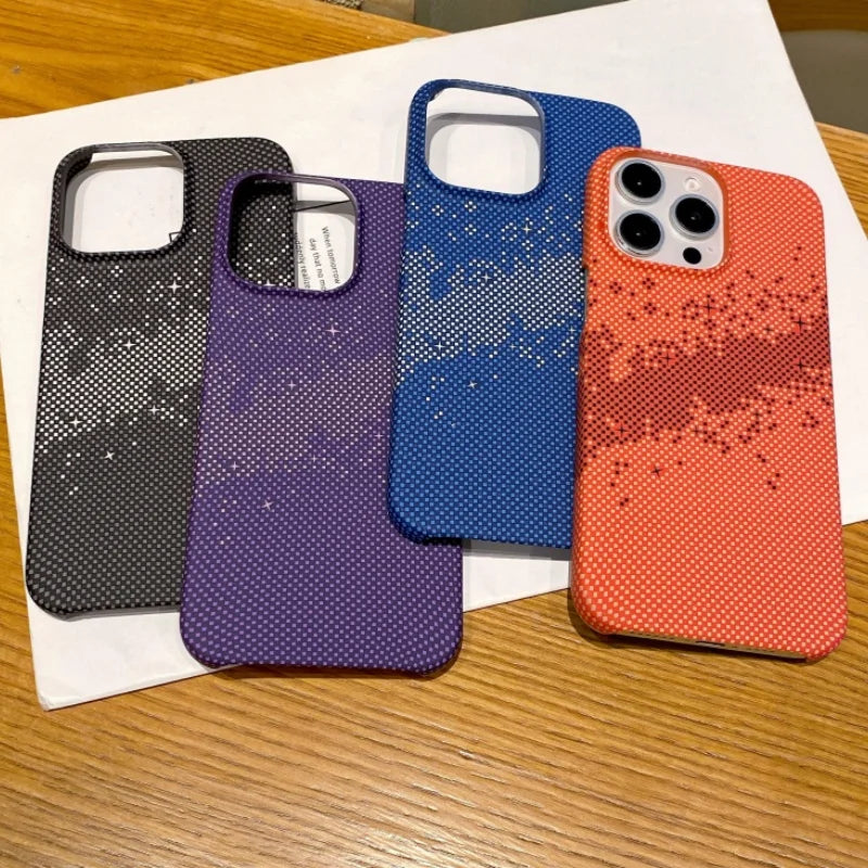 Cute Phone Cases For iPhone 16, 15, 14, 13, and 12 Pro Max models - Hit color Carbon fiber Texture - Hard PC Cover - TSP417