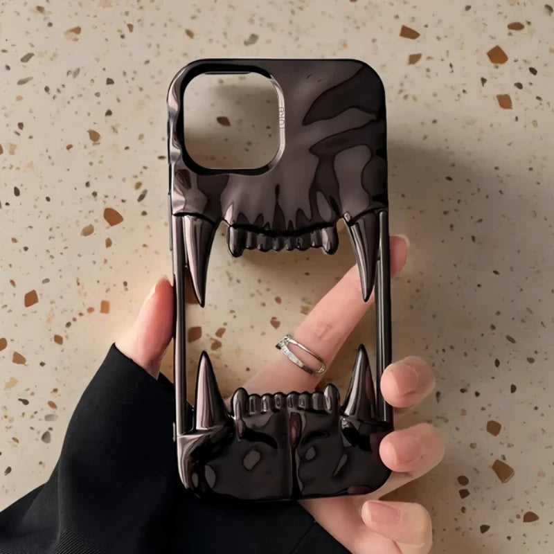 Luxury Electroplated 3D Pleated Canine Tooth Case for iphone 16 Pro Max 11 12 13 14 15 Pro Max Plus Soft Bumper Shockproof Cover