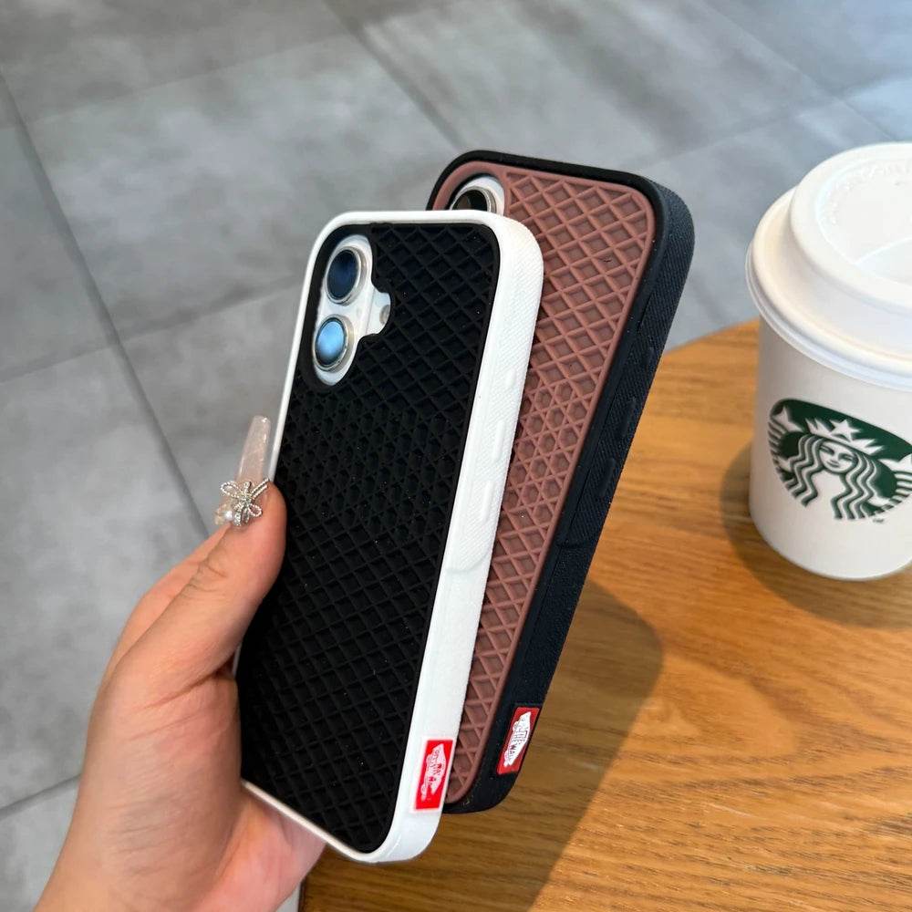 for Vans 3D Waffle Shoe Sole Phone Case For iPhone 16 15 14 13 12 11 Pro Max 7 8 Plus XS Max X XR Advanced Soft Shockproof Cover - Touchy Style