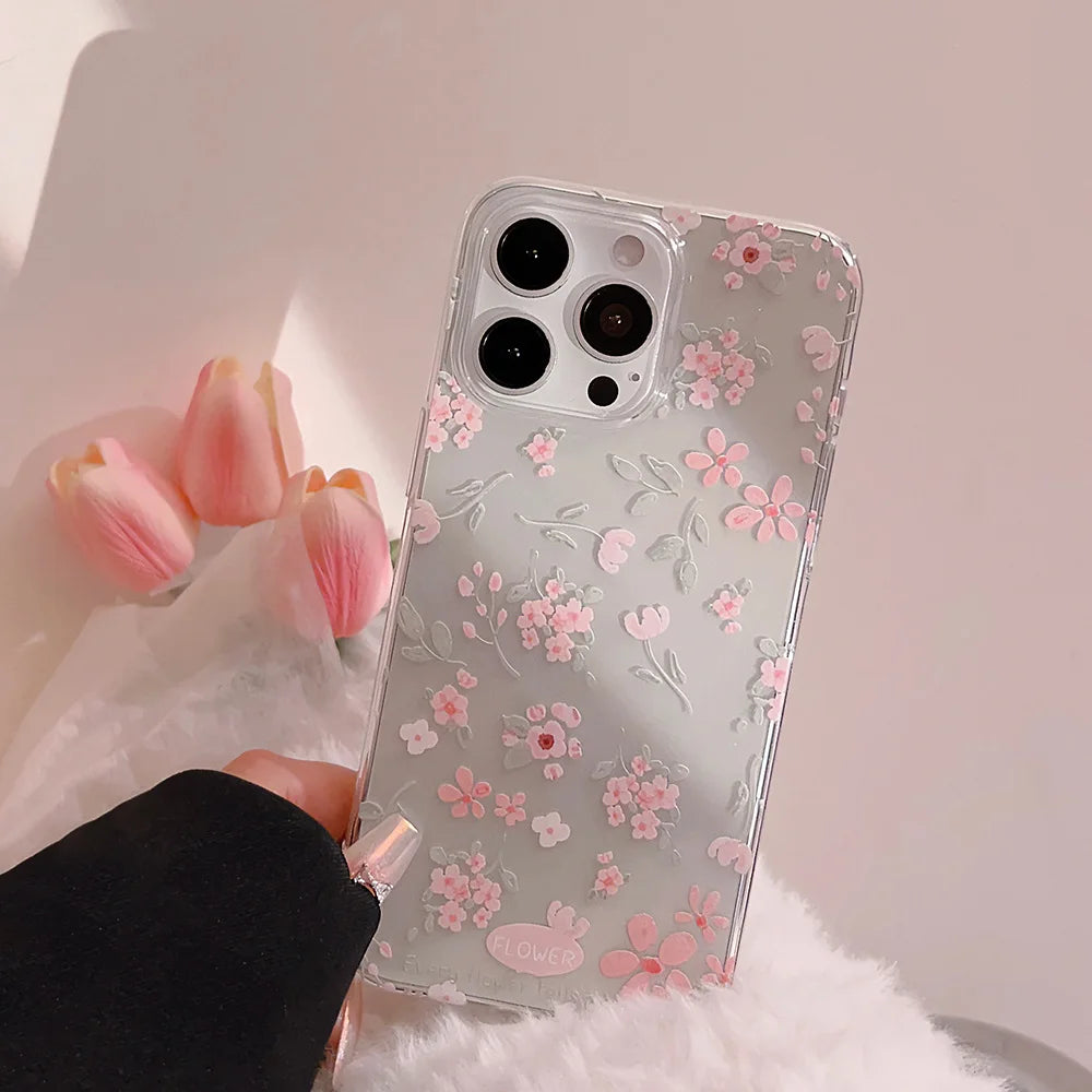 Cute Phone Cases - Flower Branch Pattern For iPhone 16, 15, 14, 13, 12, 11 Pro Max, XS, XR, 7 8 Plus - Matte Soft Silicone Bumper Cover