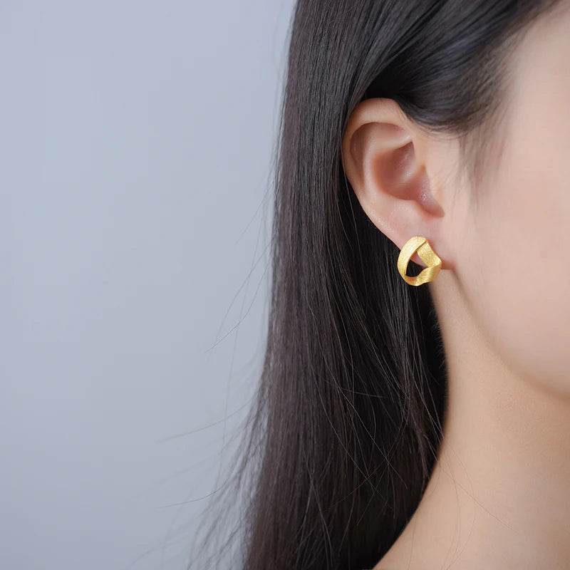 Lotus Fun 18K Gold Vintage Simple Geometric Triangle Unusual Party Stud Earrings for Women Real 925 Sterling Silver Fine Jewelry - Touchy Style