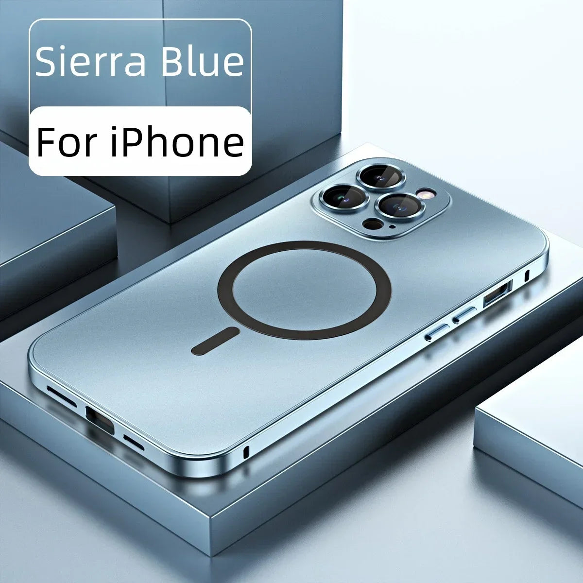 Aluminum Metal Frame Magnetic Case For iPhone 16 15 14 13 12 Pro Max Plus Magsafe Wireless Charge Glass Lens PC Backboard Cover