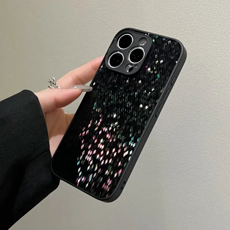 Glitter Bling Diamond Lattice Case For iPhone 11 12 13 14 15 16 Pro Max Camera Protection Shockproof Silicone Cover
