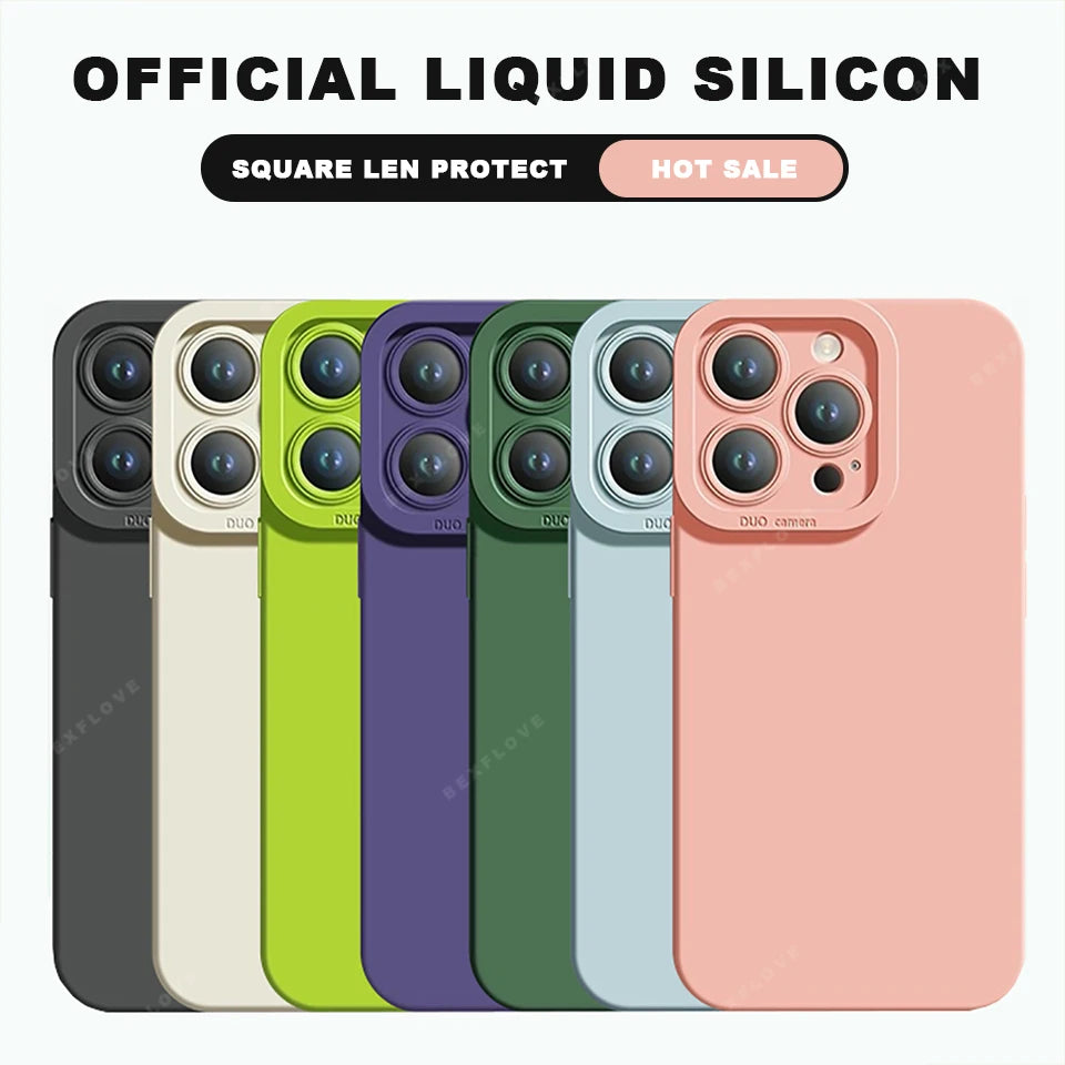 Lanyard Liquid Silicone Phone Case For iPhone 16 14 15 Plus 12 13 Mini 11 16 Pro X XR XS Max 16E SE Strap Protector Soft Cover