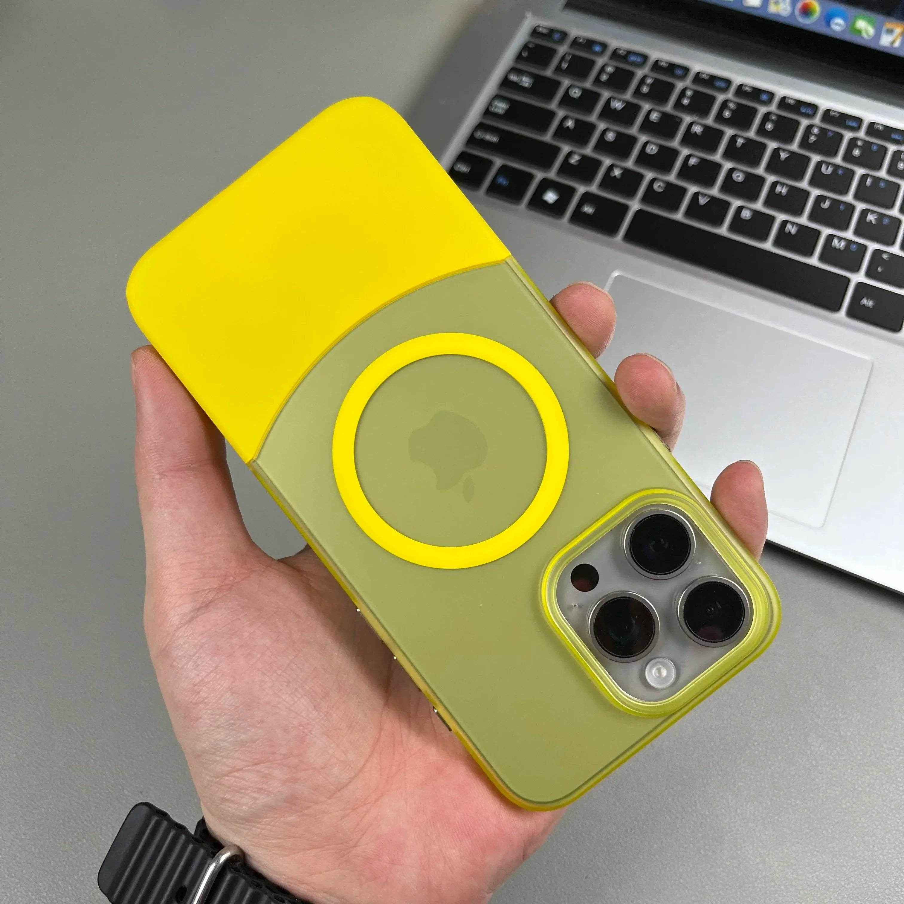 PC Candy Color Clash For Magsafe Phone Case For iPhone 15 14 13 12 11 16 Pro Max Wireless Charging Matte Removable Phone Cover - Touchy Style