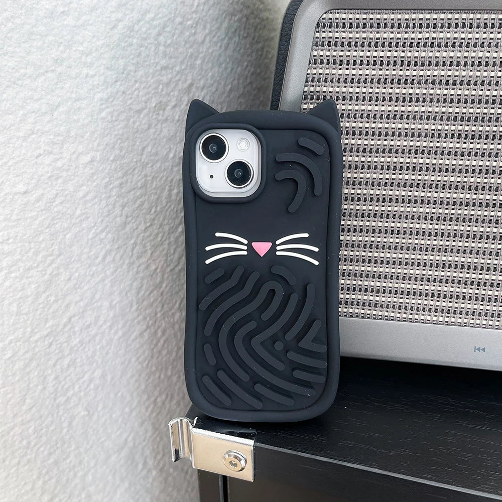 Funny Meow Meow Cat Relieve Stress Case Soft Silicone Cover For iPhone 15 14 13 Pro Max