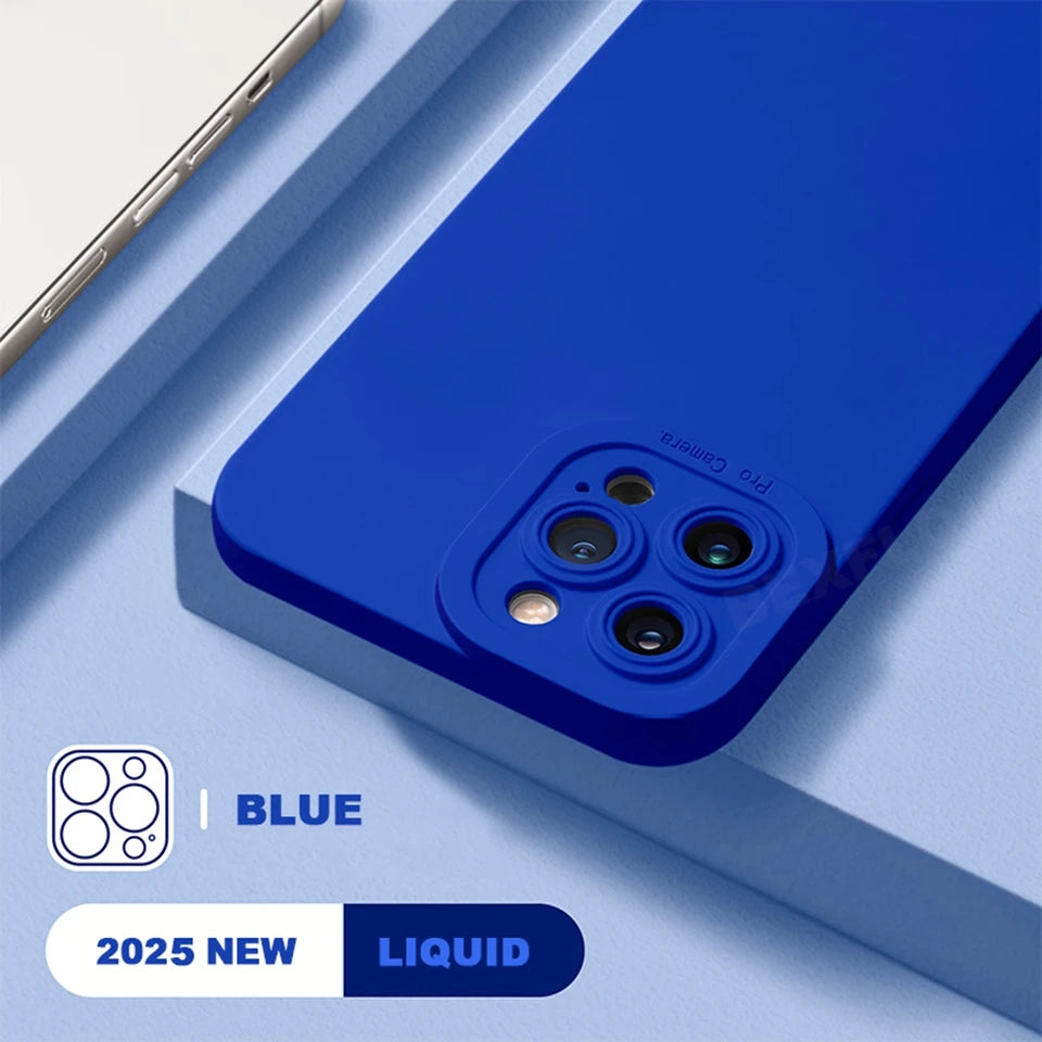 Lanyard Liquid Silicone Phone Case For iPhone 16 14 15 Plus 12 13 Mini 11 16 Pro X XR XS Max 16E SE Strap Protector Soft Cover