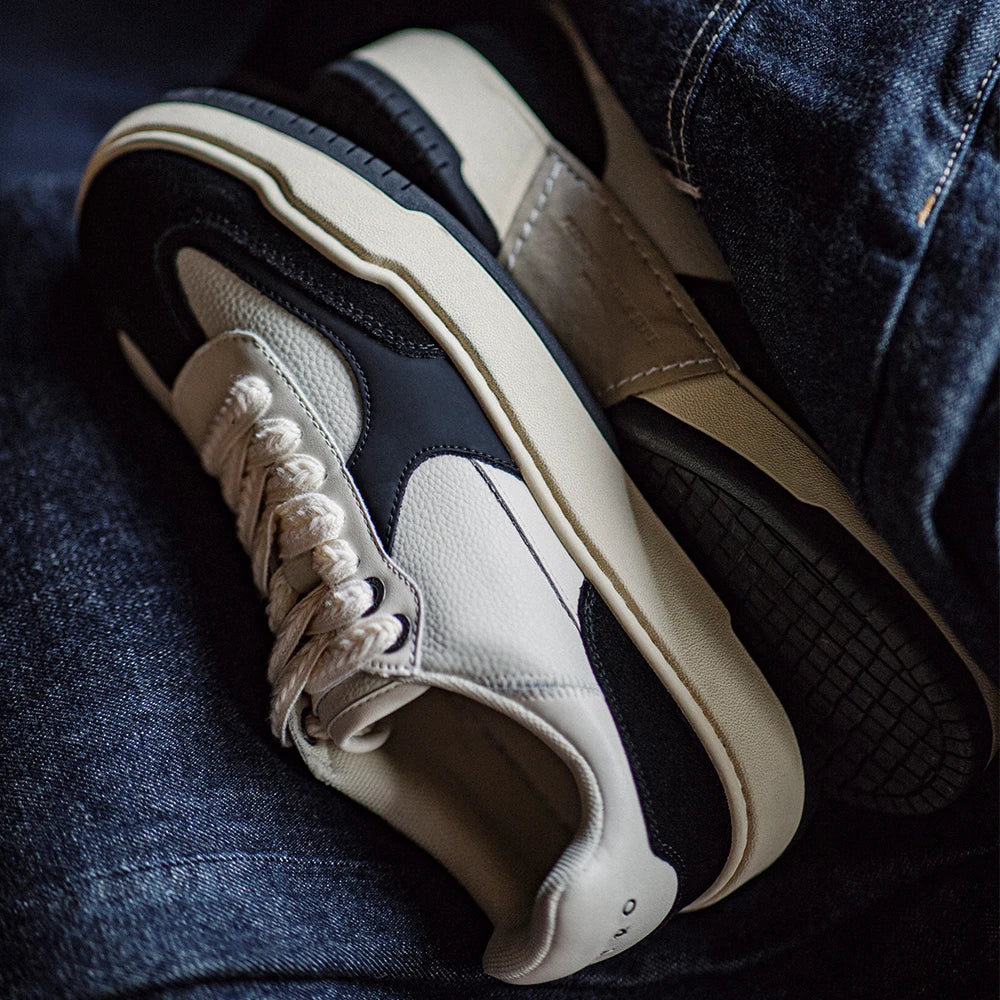 Maden 2024 New Black and White Casual Sneakers for Men Spring and Autumn Skateboarding Shoes Outdoor Versatile Shoes