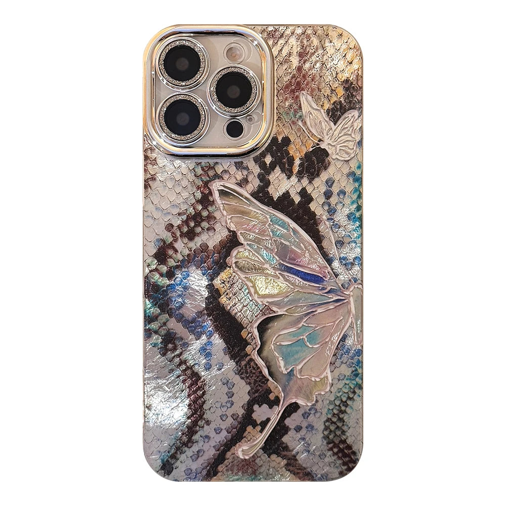 Korean Cute 3D Plating Love Heart Phone Case For iPhone 16 15 13 12 11 Pro Max 14 Plus Lens Protective Cover