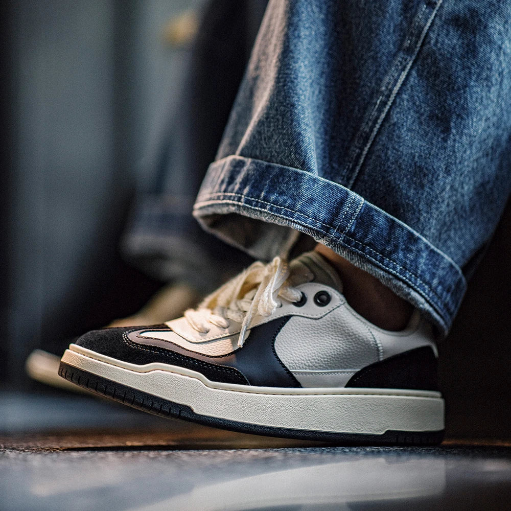 Maden 2024 New Black and White Casual Sneakers for Men Spring and Autumn Skateboarding Shoes Outdoor Versatile Shoes
