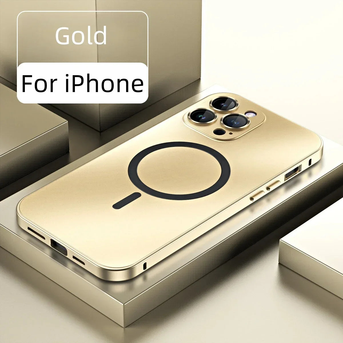 Aluminum Metal Frame Magnetic Case For iPhone 16 15 14 13 12 Pro Max Plus Magsafe Wireless Charge Glass Lens PC Backboard Cover