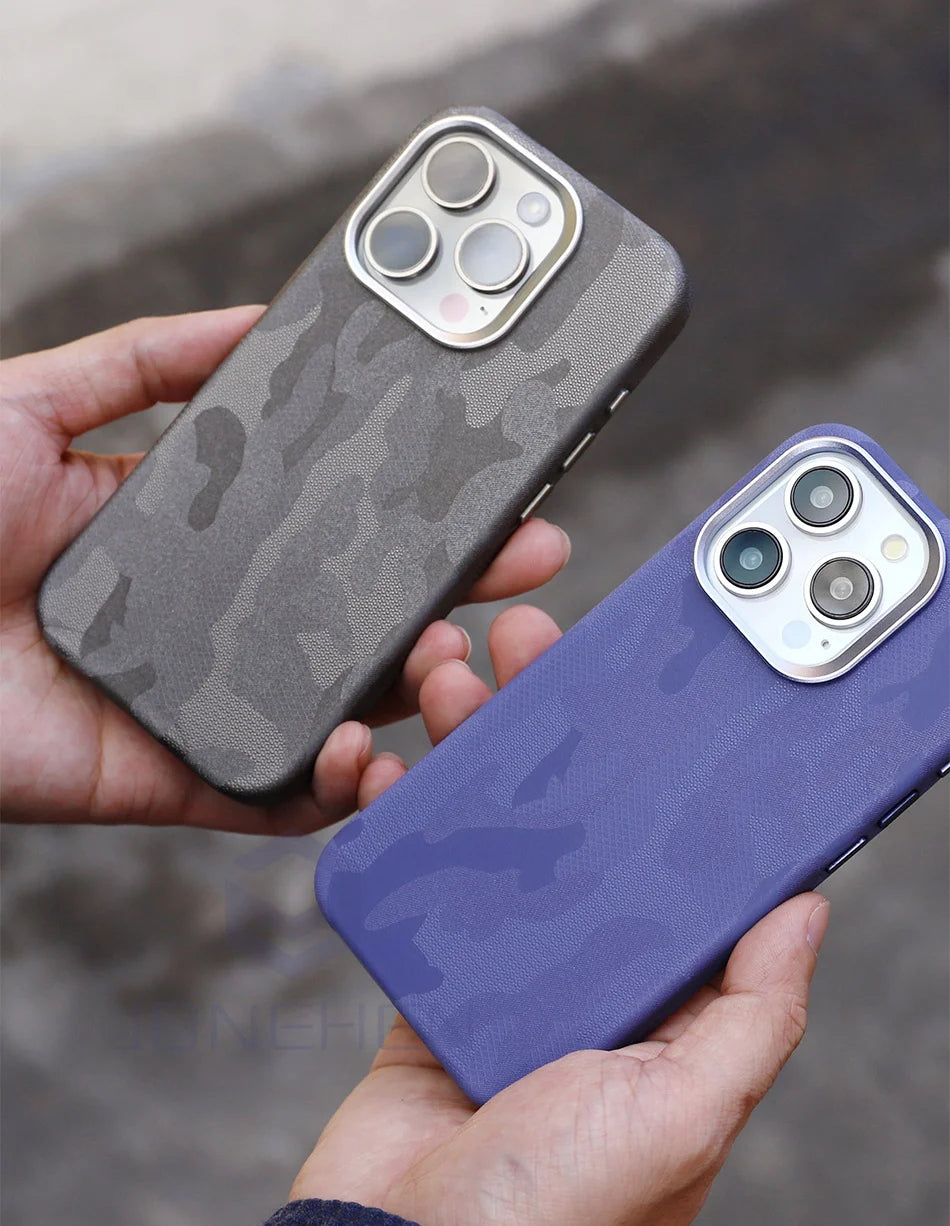 Luxury Wireless Charge Camouflage For iPhone 15 16 14 13 12 Pro Max 16pro Case Magnetic For MagSafe Shockproof Armor Back Cover