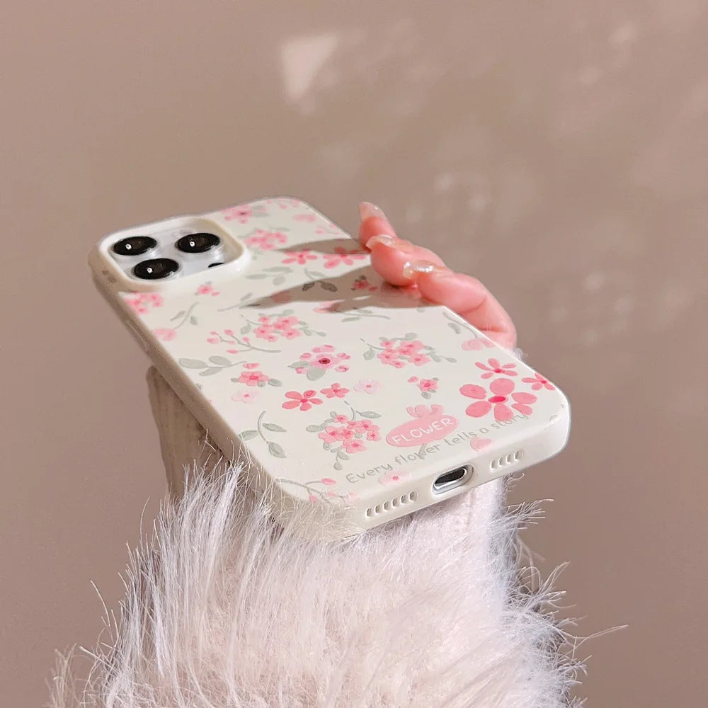 Cute Phone Cases - Flower Branch Pattern For iPhone 16, 15, 14, 13, 12, 11 Pro Max, XS, XR, 7 8 Plus - Matte Soft Silicone Bumper Cover