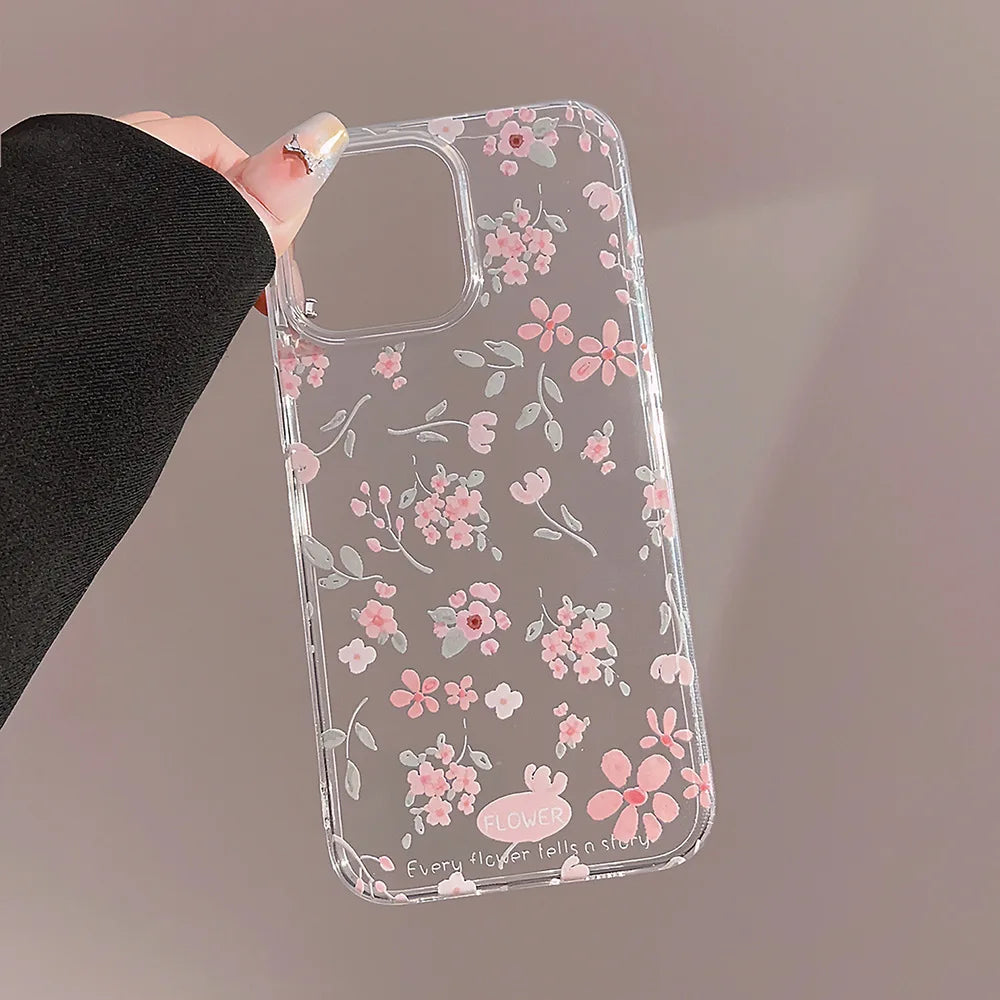 Cute Phone Cases - Flower Branch Pattern For iPhone 16, 15, 14, 13, 12, 11 Pro Max, XS, XR, 7 8 Plus - Matte Soft Silicone Bumper Cover