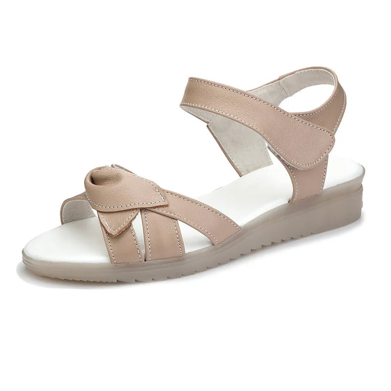 Summer Shoes Maternity Sandals Women Mother Shoes Flat Soft Genuine Leather hook & loop Casual Women Sandals