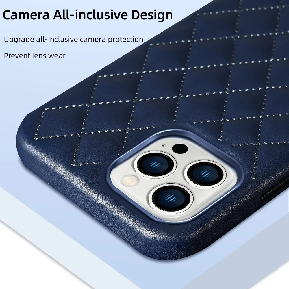 Clearance Sale Leather For Magsafe Case For iPhone 13 Pro Max 13Pro 13 mini Women Fashion Magnetic Stitching Luxury Back Cover