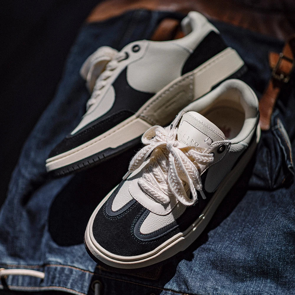 Maden 2024 New Black and White Casual Sneakers for Men Spring and Autumn Skateboarding Shoes Outdoor Versatile Shoes