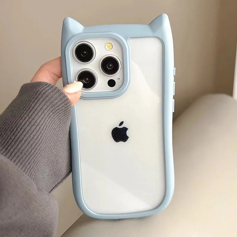 حافظات هاتف لطيفة TSP38 لهواتف iPhone 11، 12، 13، 14، 15 Pro Max - تصميم أذن القطة من السيليكون الناعم - غطاء ممتص للصدمات