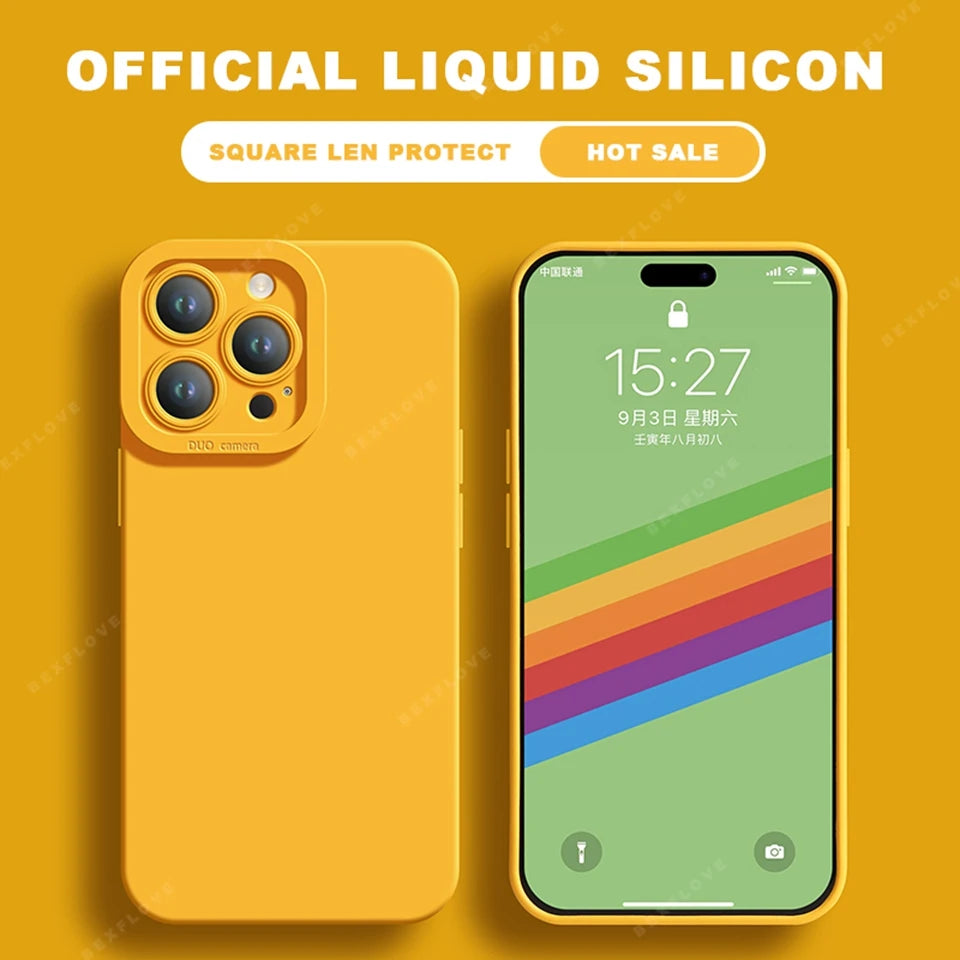 Lanyard Liquid Silicone Phone Case For iPhone 16 14 15 Plus 12 13 Mini 11 16 Pro X XR XS Max 16E SE Strap Protector Soft Cover