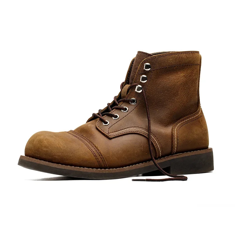 Maden First Layer Cowhide 8111 Ankle Boots Vintage Genuine Leather Paratrooper Motorcycle Boots Autumn Men Casual Safety Shoes