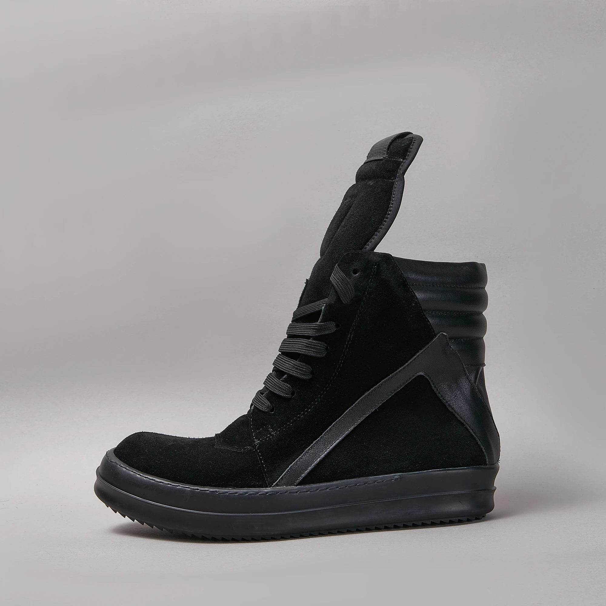 Brand Men Shoe Casual High Top Women Sneaker Quality Black Leather Geobasket Fashion Thick-sole Roman Zip Luxury Ankle Boot - Touchy Style