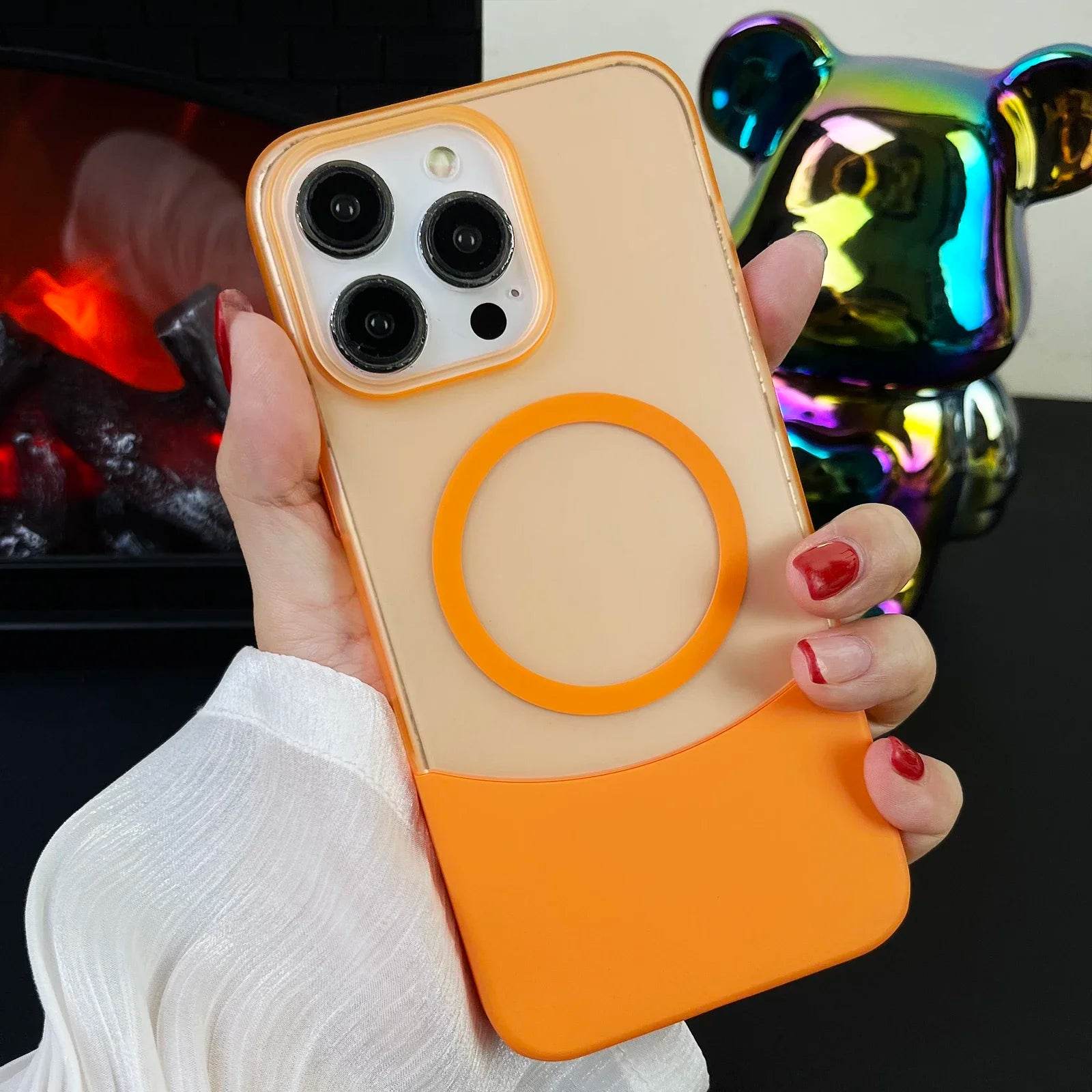 PC Candy Color Clash For Magsafe Phone Case For iPhone 15 14 13 12 11 16 Pro Max Wireless Charging Matte Removable Phone Cover - Touchy Style