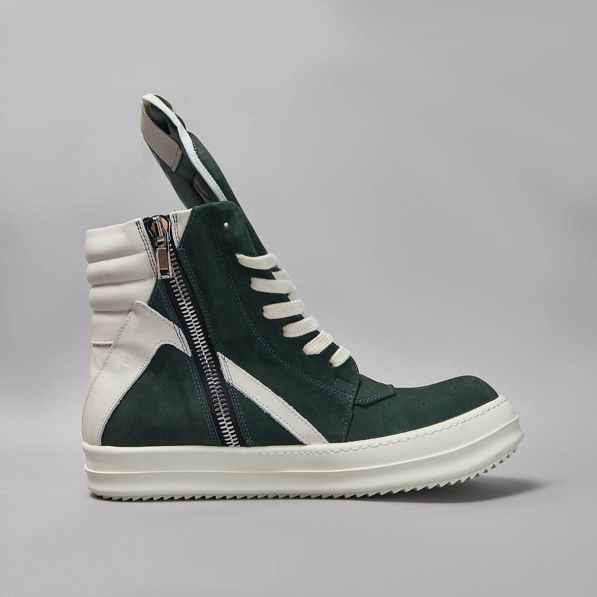 Brand Men Shoe Casual High Top Women Sneaker Leather Ricks Laces Green Geobasket Owens Zip Ankle Boot Designer Quality Flat Shoe - Touchy Style