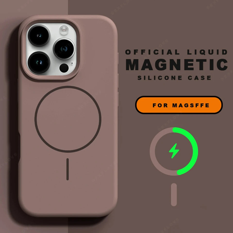 New Magnetic Lanyard Phone Case For iPhone 15 14 16 Plus 11 12 13 16 Pro Max Magsafe Liquid Silicone Strap Protector Soft Cover