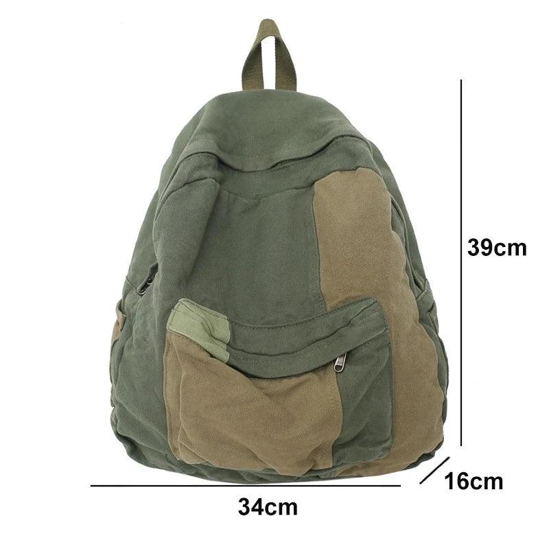 B2695 Cool Backpack - Fashion Panelled Canvas Travel Book Bags - Touchy Style