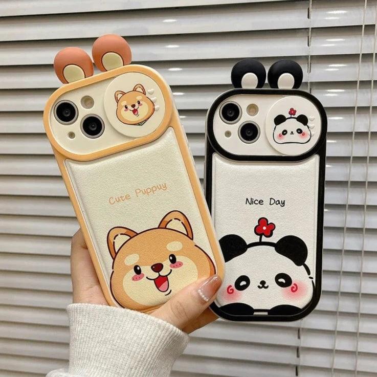 Cartoon Pink Pig, Puppy, Panda, and Cow Cute Phone Case For iPhone 15 Pro Max, 14, 13, 11, or 12 - Touchy Style .