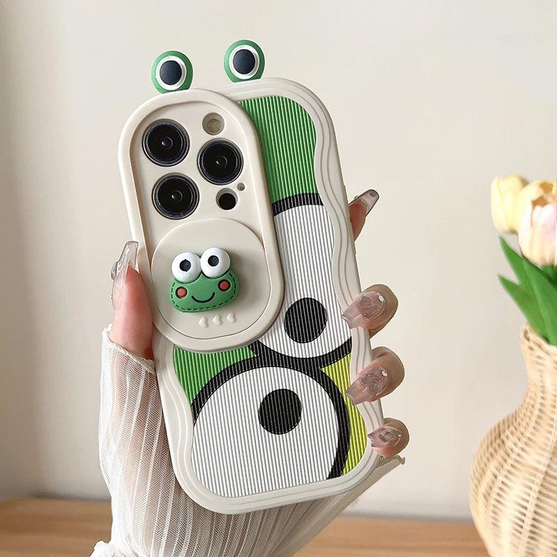 Cute Big Eyes Frog Wave Phone Case for iPhone 15 Pro Max, 14, 13