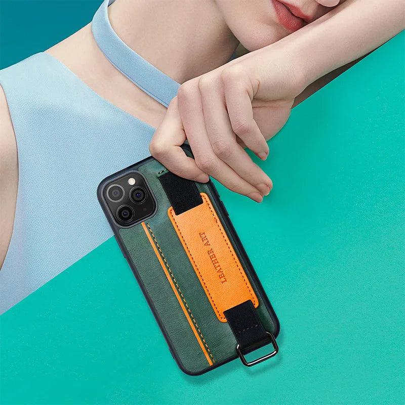 Cute Phone Cases For iPhone 15, 14, 12 Pro, 13 PRO MAX, 11 XS XR 8 Plus Leather Candy Wristband - Touchy Style .