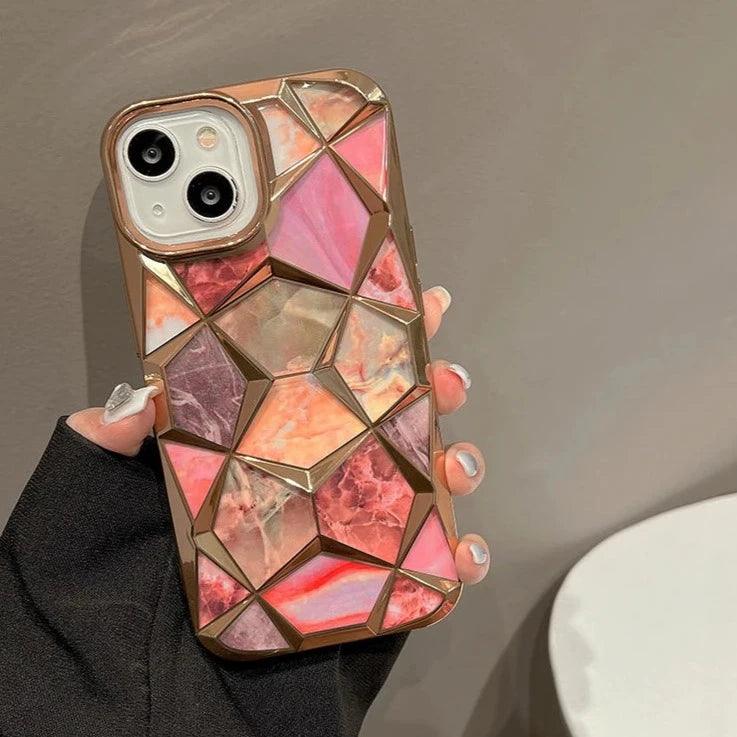 Electroplating Colorful Cube Plating - Cute Phone Case For iPhone 15 Pro Max, 14, 13, or 12 - Touchy Style .